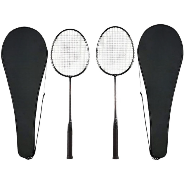 Badminton Racket with Full Cover Steel Shaft - Pack of 2